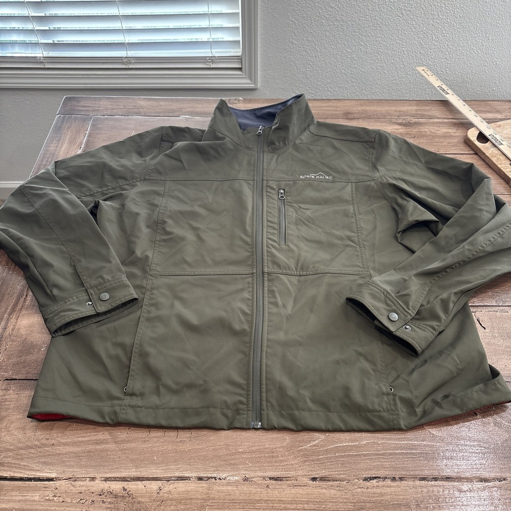 Eddie Bauer Windbreaker Jacket Mens XXLarge Green Softshell Packable